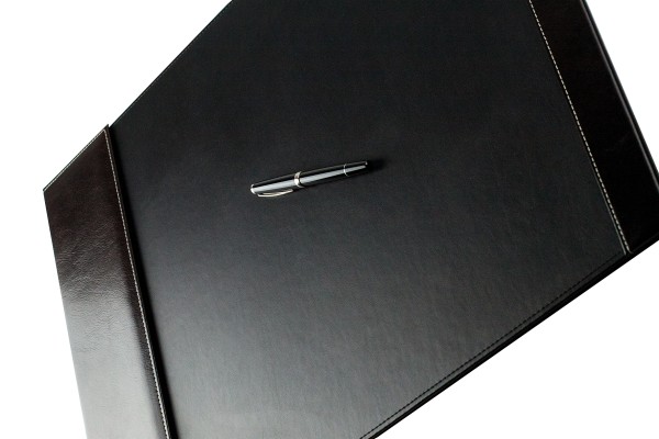 Schreibunterlage 65x45 mit Klappleiste inkl. Block + Kalender 25/26 PREMIUM LEDER VINTAGE Anilin marronebraun