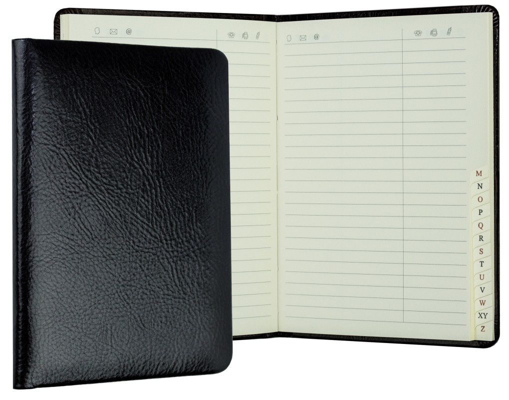 Adressbuch DIN A6+ (gebunden) | Echtleder | VINTAGE schwarz