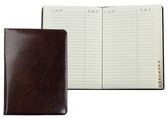 Adressbuch DIN A6+ (gebunden) | Echtleder | VINTAGE dunkelbraun