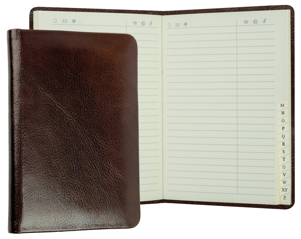 Adressbuch DIN A6+ (gebunden) | Echtleder | VINTAGE dunkelbraun