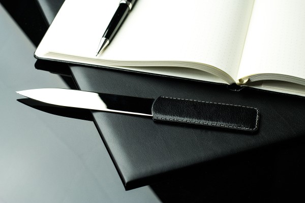 Preview: Brieföffner PREMIUM LEDER VINTAGE schwarz