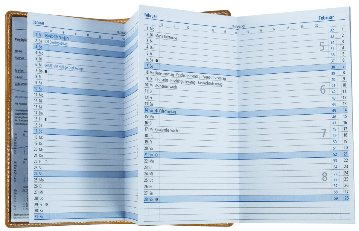 Leporello Faltkalender deutsch 2027 PREMIUM LEDER VINTAGE cuoiobraun