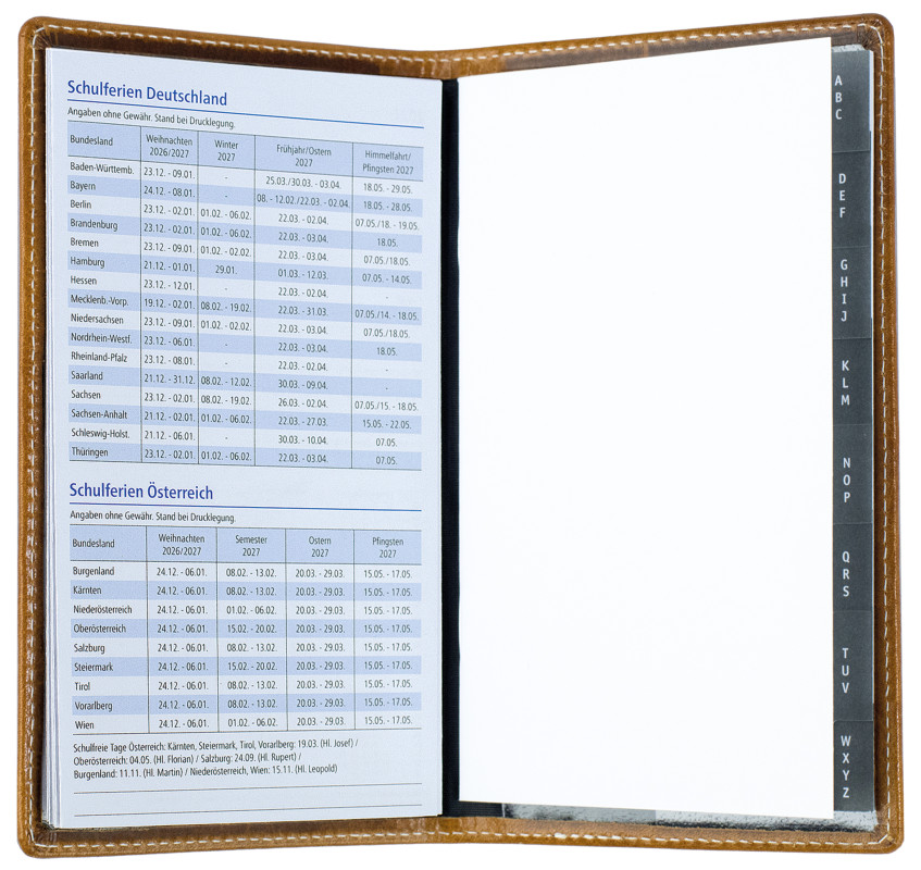 Leporello Faltkalender deutsch 2027 PREMIUM LEDER VINTAGE cuoiobraun