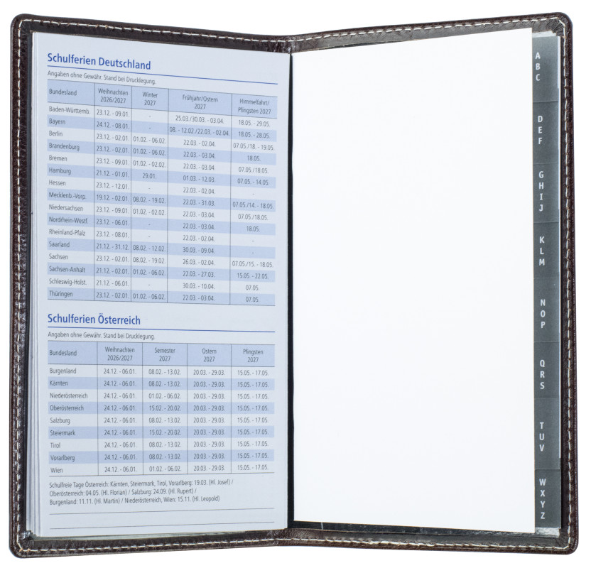 Leporello Faltkalender deutsch 2027 PREMIUM LEDER VINTAGE marronebraun
