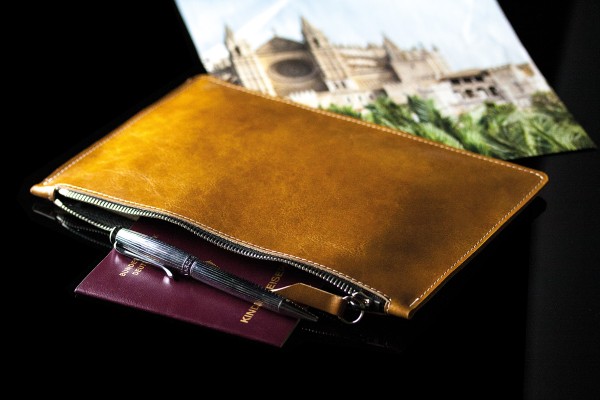 Preview: Pouch - Zipper Tasche - Banktasche PREMIUM LEDER VINTAGE cuoiobraun