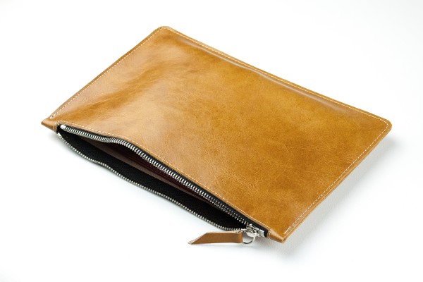 Preview: Pouch - Zipper Tasche - Banktasche PREMIUM LEDER VINTAGE cuoiobraun