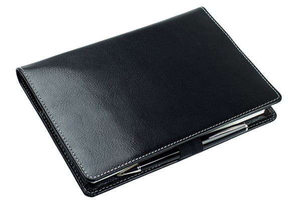 Kalenderbuch DIN A5 für das Jahr 2025 + 2026 PREMIUM LEDER VINTAGE schwarz