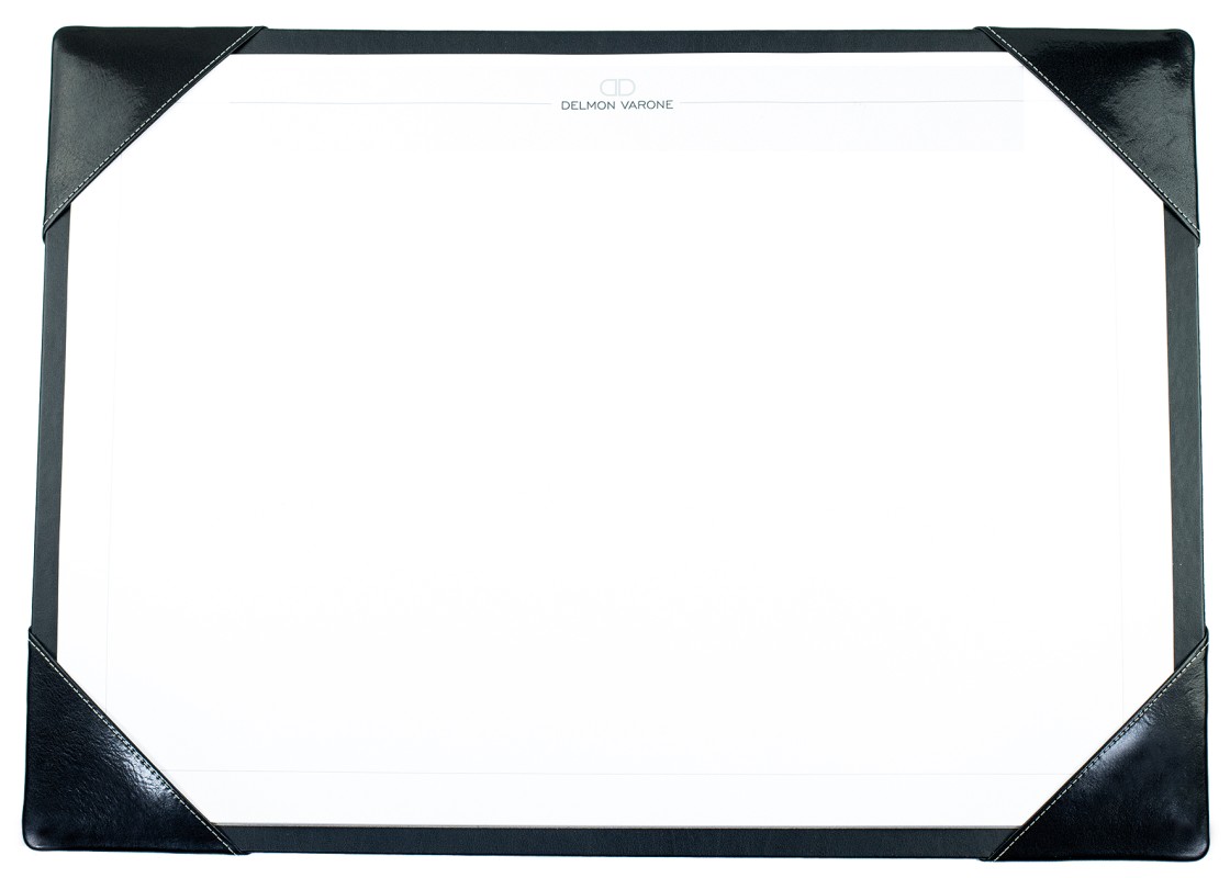 Schreibunterlage mit 4 Ecken + Papierblock PREMIUM LEDER VINTAGE schwarz