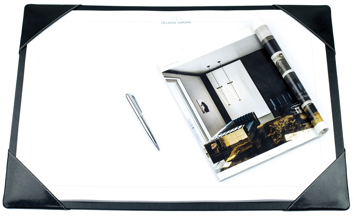 Schreibunterlage mit 4 Ecken + Papierblock PREMIUM LEDER VINTAGE schwarz