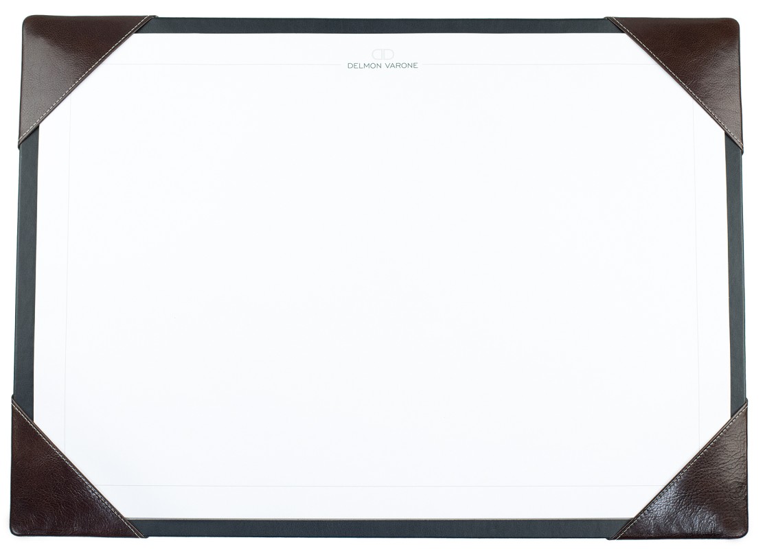 Schreibunterlage mit 4 Ecken + Papierblock PREMIUM LEDER VINTAGE marronebraun