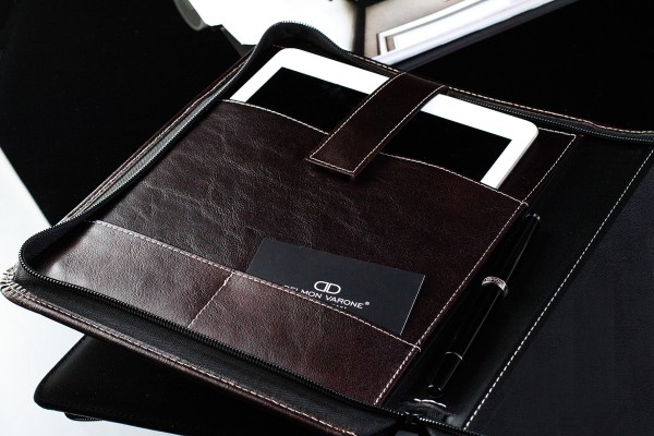 RV-Notizbuch mit Tablet Computer Fach PREMIUM LEDER VINTAGE marronebraun