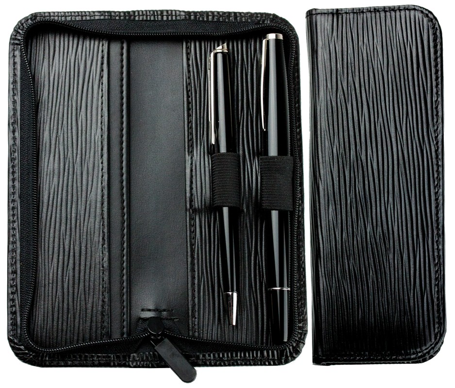 RV-Schreibgeräteetui PREMIUM LEDER MANHATTAN schwarz mit Paglia Narbung