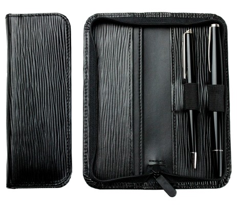 RV-Schreibgeräteetui PREMIUM LEDER MANHATTAN schwarz mit Paglia Narbung