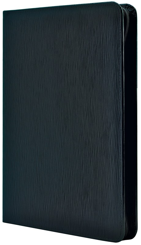 RV-Schreibmappe DIN A4 mit iPad Fach PREMIUM LEDER MANHATTAN schwarz mit Paglia Narbung