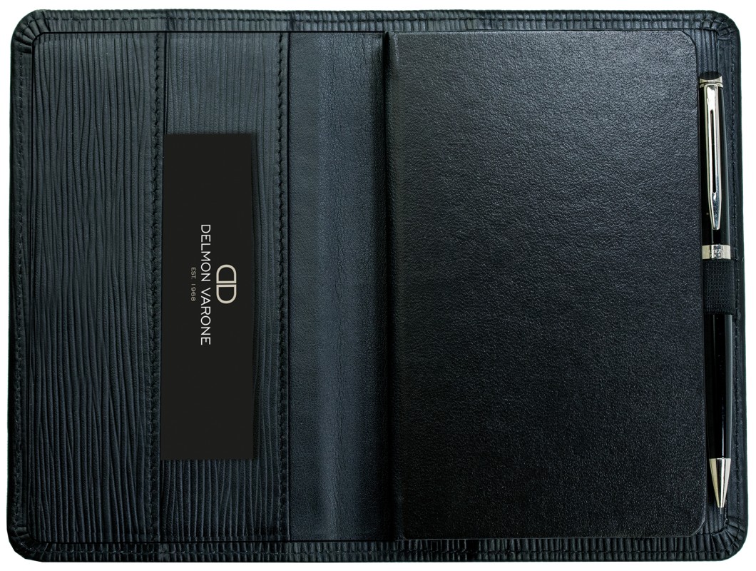 Pocket Kalenderbuch DIN A6 2027 PREMIUM LEDER MANHATTAN schwarz mit Paglia Narbung