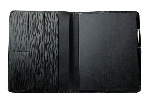 Notizbuch cirka DIN B5 PREMIUM LEDER MANHATTAN schwarz mit Paglia Narbung