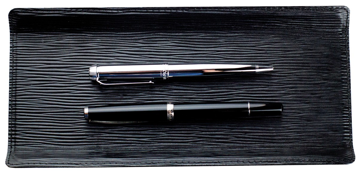 Federschale PREMIUM LEDER MANHATTAN schwarz mit Paglia Narbung