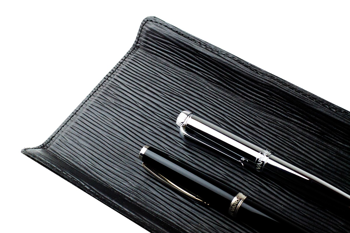 Federschale PREMIUM LEDER MANHATTAN schwarz mit Paglia Narbung
