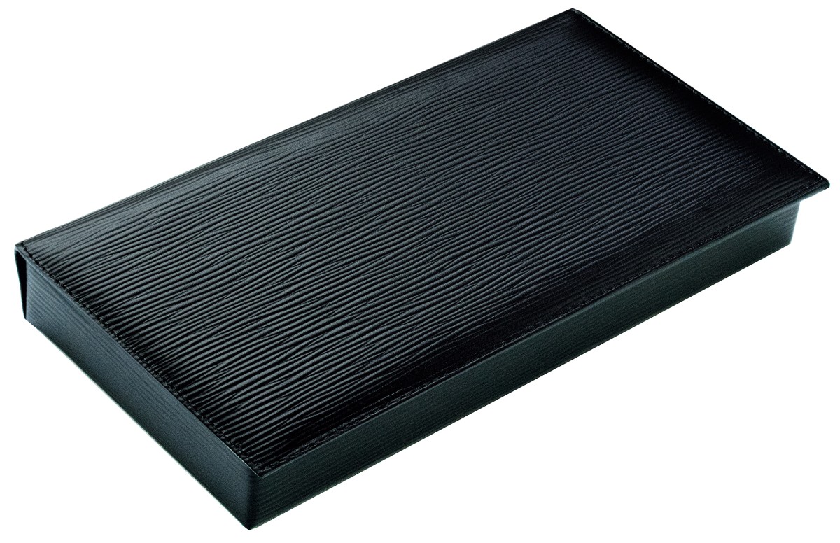 Ablagekasten mit Deckel PREMIUM LEDER MANHATTAN schwarz mit Paglia Narbung