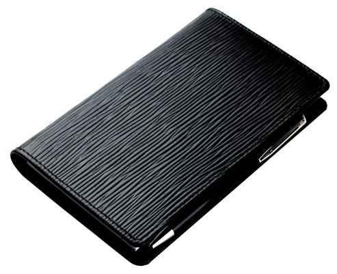 Taschenkalender mit Spiralbindung 2025 + 2026 in PREMIUM LEDER MANHATTAN Paglia schwarz
