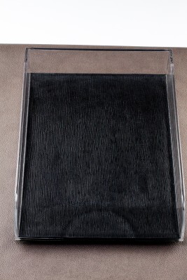 Briefablagekorb Acryl/Leder PREMIUM LEDER MANHATTAN schwarz mit Paglia Narbung