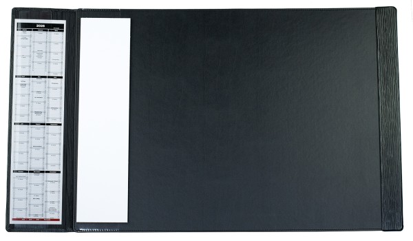 Preview: Schreibunterlage 65x45 mit Klappleiste inkl. Block + Kalender 25/26 PREMIUM LEDER Manhattan mit Paglia Narbung