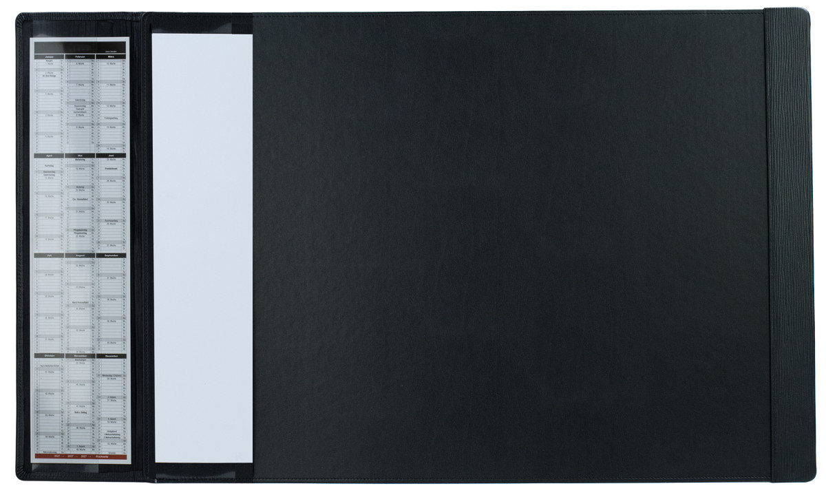 Schreibunterlage 65x45 mit Klappleiste inkl. Block + Kalender 2026/2027 PREMIUM LEDER Manhattan mit Paglia Narbung