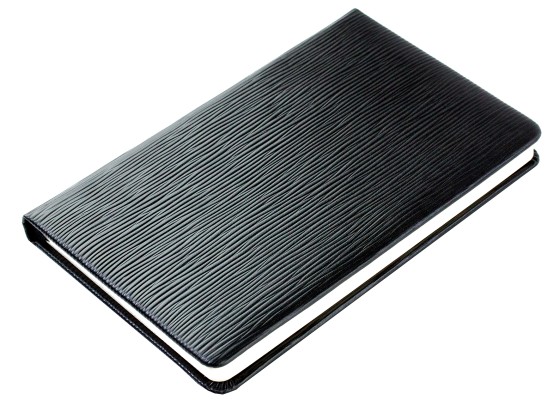 Notizbuch DIN A5 schmal (gebunden) PREMIUM LEDER MANHATTAN schwarz mit Paglia Narbung
