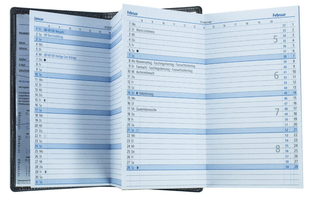 Leporello Faltkalender deutsch 2027 PREMIUM LEDER MANHATTAN Paglia schwarz