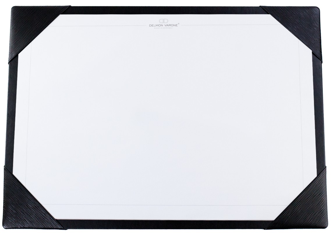 Schreibunterlage mit 4 Ecken + Papierblock PREMIUM LEDER MANHATTAN Paglia schwarz