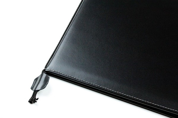 Dokumenten / Urkundemappe DIN A4 CAMBRIDGE Top Grain Rindspaltleder mit heller Kontrastnaht schwarz
