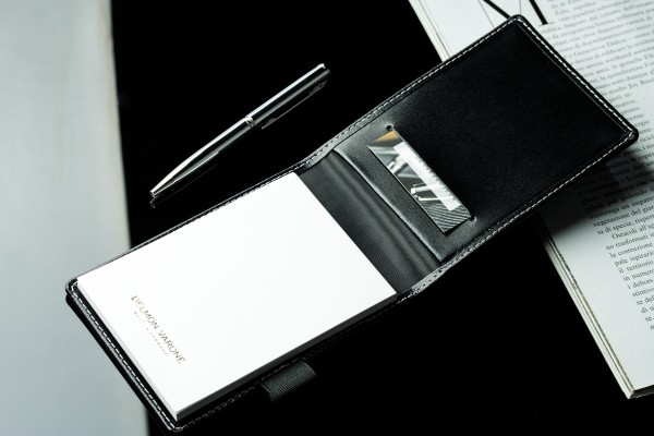 Taschen Notizblocketui DIN A7, incl. Ersatzblock + Minikugelschreiber CAMBRIDGE Top Grain Leder schwarz