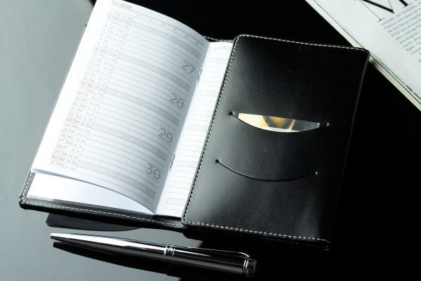 Taschenkalender 3-teilig für 2025 + 2026  - Cambridge Top Grain Leder schwarz