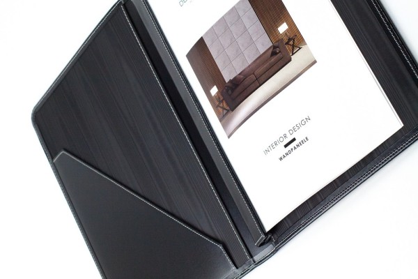 Magnetleisten Dokumentenmappe DIN A4 CAMBRIDGE Top Grain Rindspaltleder mit heller Kontrastnaht schwarz