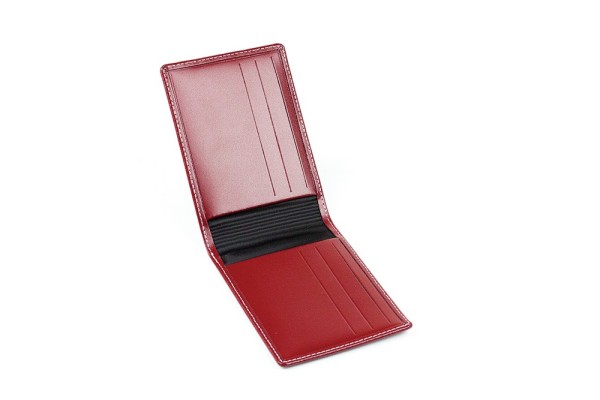 Kartenetui mit 6 Kartenfächer CAMBRIDGE Top Grain Rindspaltleder rot - RFID Protected