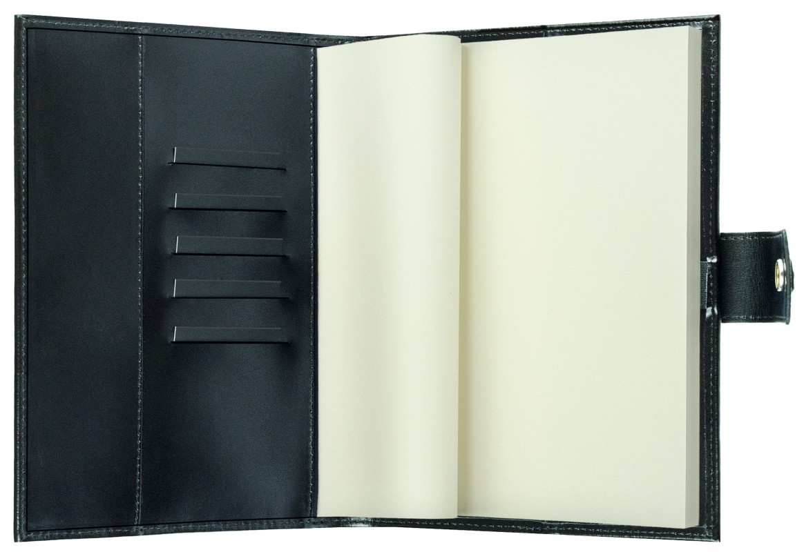 Notizbuch DIN A5 mit Druckknopf | Echtleder | CAMBRIDGE schwarz