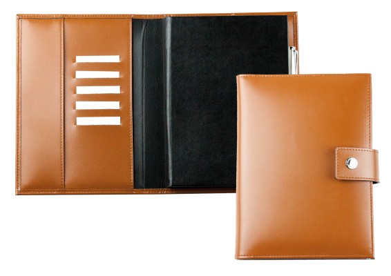 Notizbuch DIN A5 (auswechselbar) mit Verschlusslasche, CAMBRIDGE Top Grain Leder hellbraun