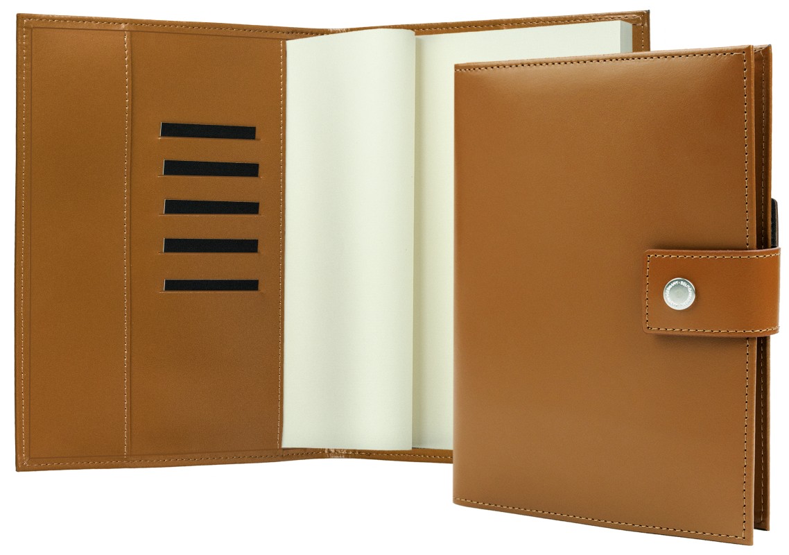 Notizbuch DIN A5 mit Druckknopf | Echtleder | CAMBRIDGE hellbraun