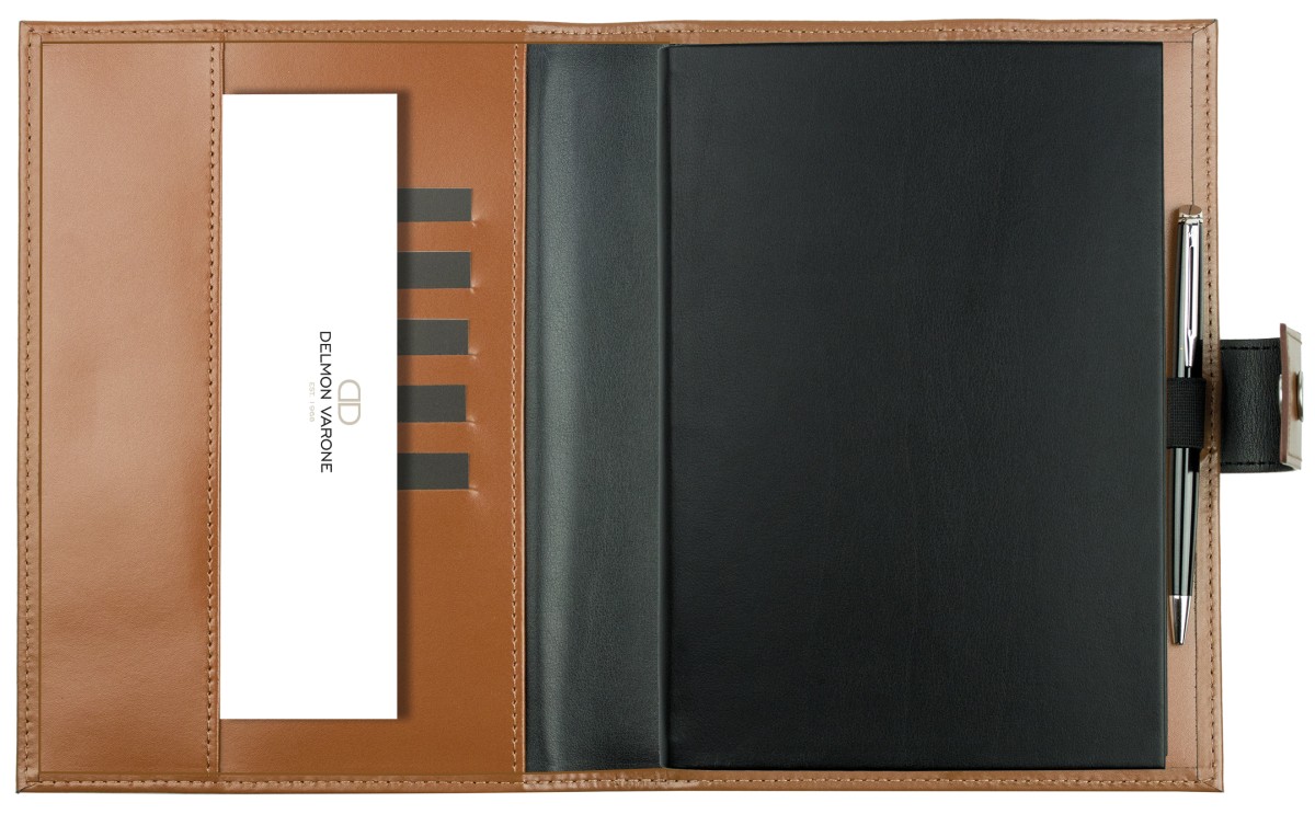 Notizbuch DIN A5 mit Druckknopf | Echtleder | CAMBRIDGE hellbraun