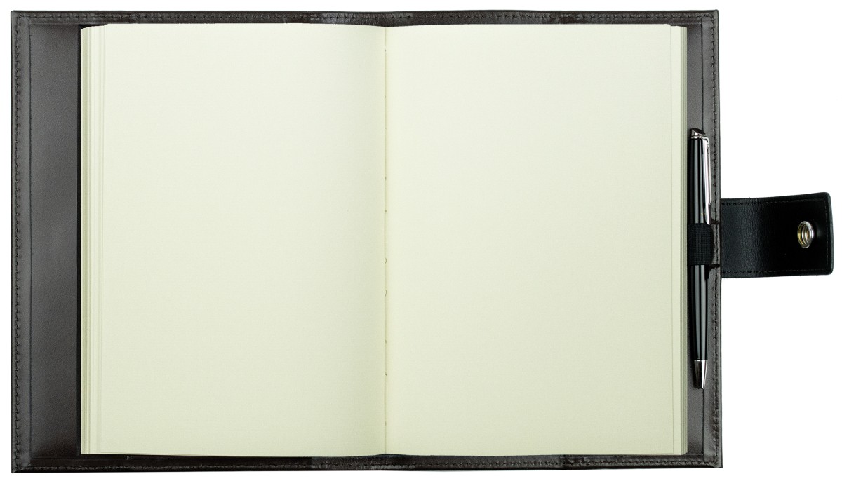 Notizbuch DIN A5 mit Druckknopf | Echtleder | CAMBRIDGE dunkelbraun