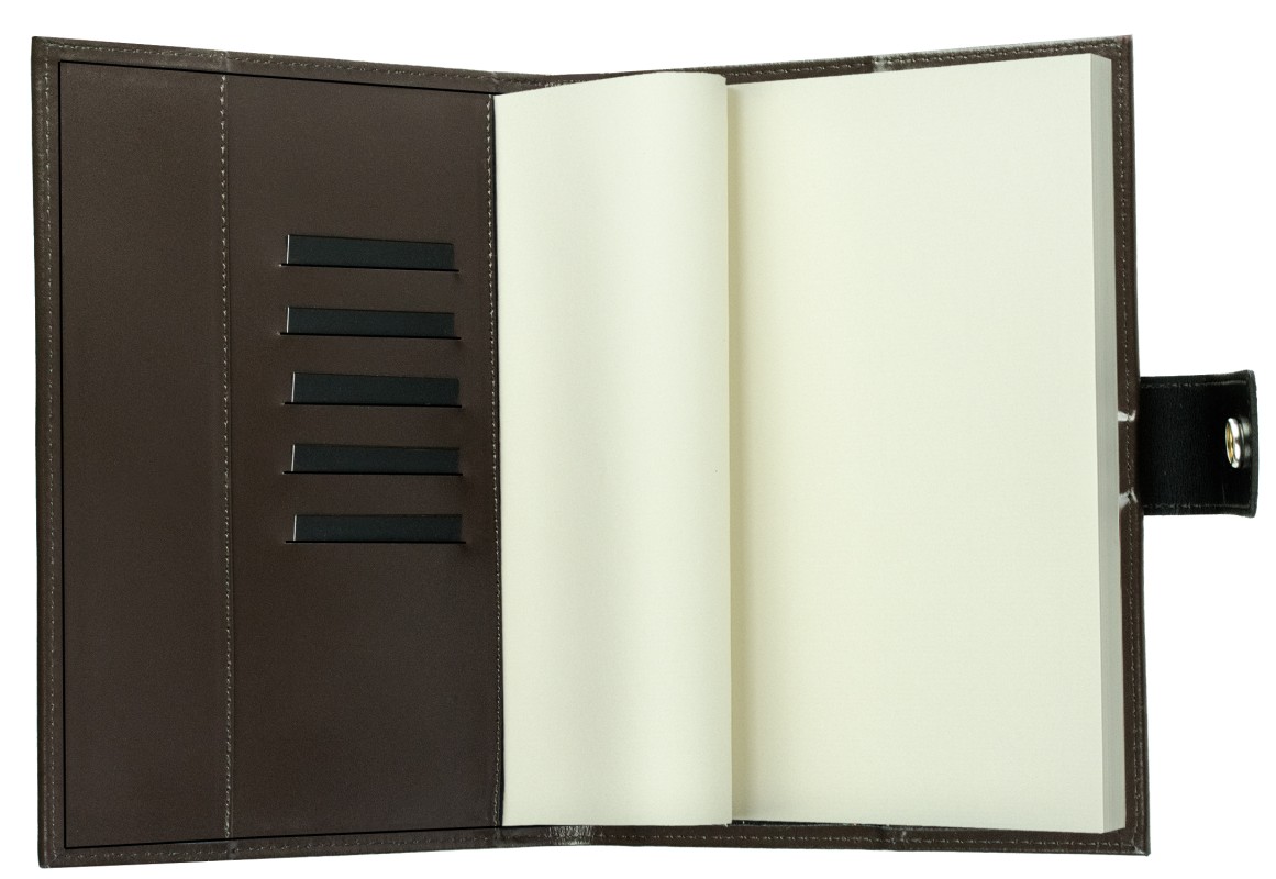 Notizbuch DIN A5 mit Druckknopf | Echtleder | CAMBRIDGE dunkelbraun