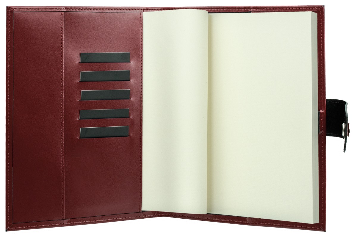 Notizbuch DIN A5 mit Druckknopf | Echtleder | CAMBRIDGE rot