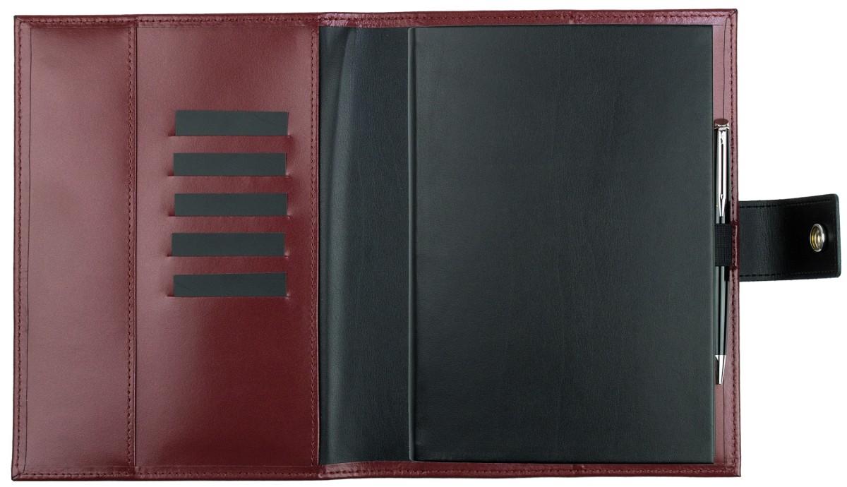 Notizbuch DIN A5 mit Druckknopf | Echtleder | CAMBRIDGE rot