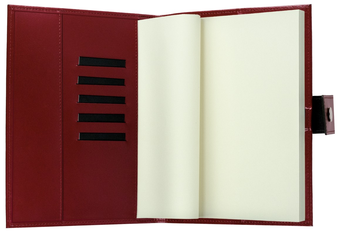 Notizbuch DIN A5 mit Druckknopf | Echtleder | CAMBRIDGE rot