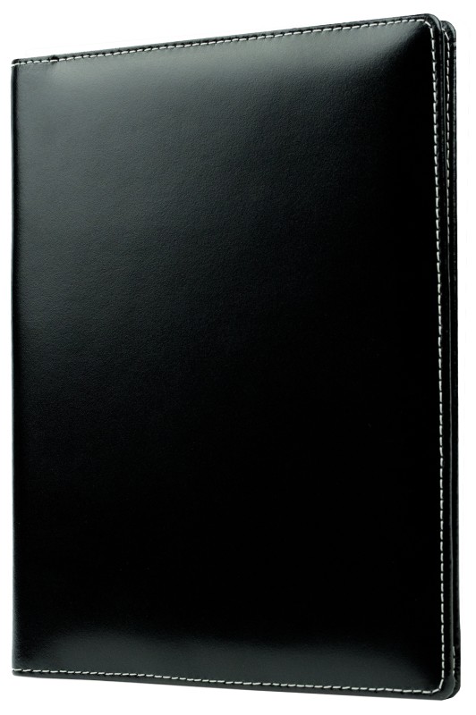 Schreibmappe DIN A5, incl. Memoblock CAMBRIDGE Top Grain Leder mit heller Kontrastnaht schwarz