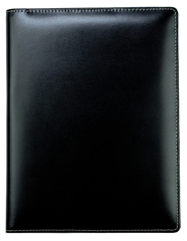 Schreibmappe DIN A5, incl. Memoblock CAMBRIDGE Top Grain Leder mit heller Kontrastnaht schwarz