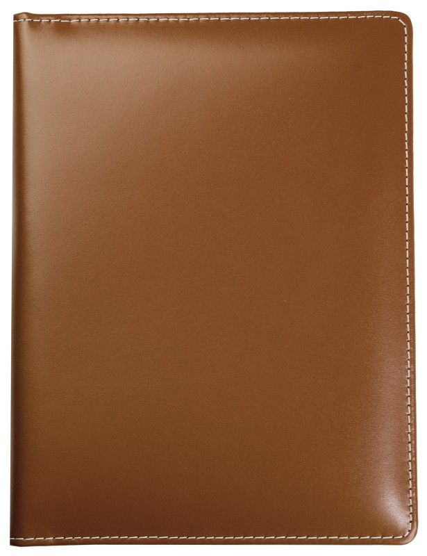 Schreibmappe DIN A5, incl. Memoblock CAMBRIDGE Top Grain Leder mit heller Kontrastnaht hellbraun
