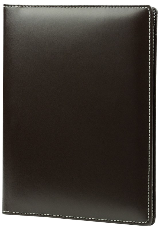 Schreibmappe DIN A5, incl. Memoblock CAMBRIDGE Top Grain Leder mit heller Kontrastnaht dunkelbraun