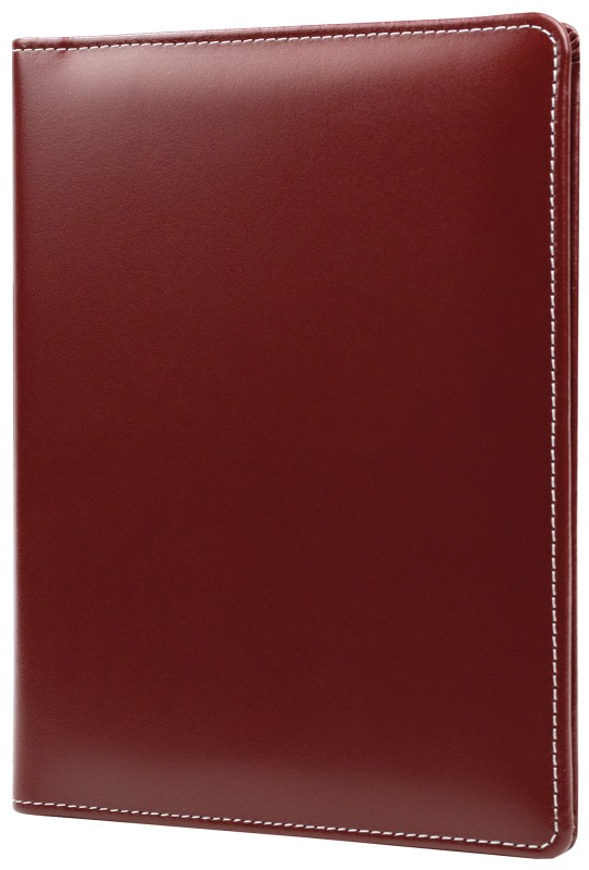 Schreibmappe DIN A5, incl. Memoblock CAMBRIDGE Top Grain Leder mit heller Kontrastnaht rot
