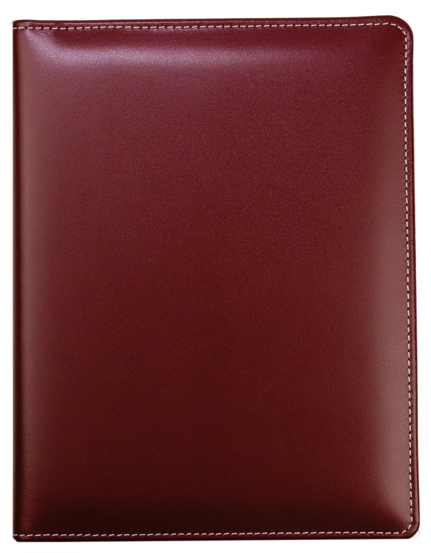 Schreibmappe DIN A5, incl. Memoblock CAMBRIDGE Top Grain Leder mit heller Kontrastnaht rot